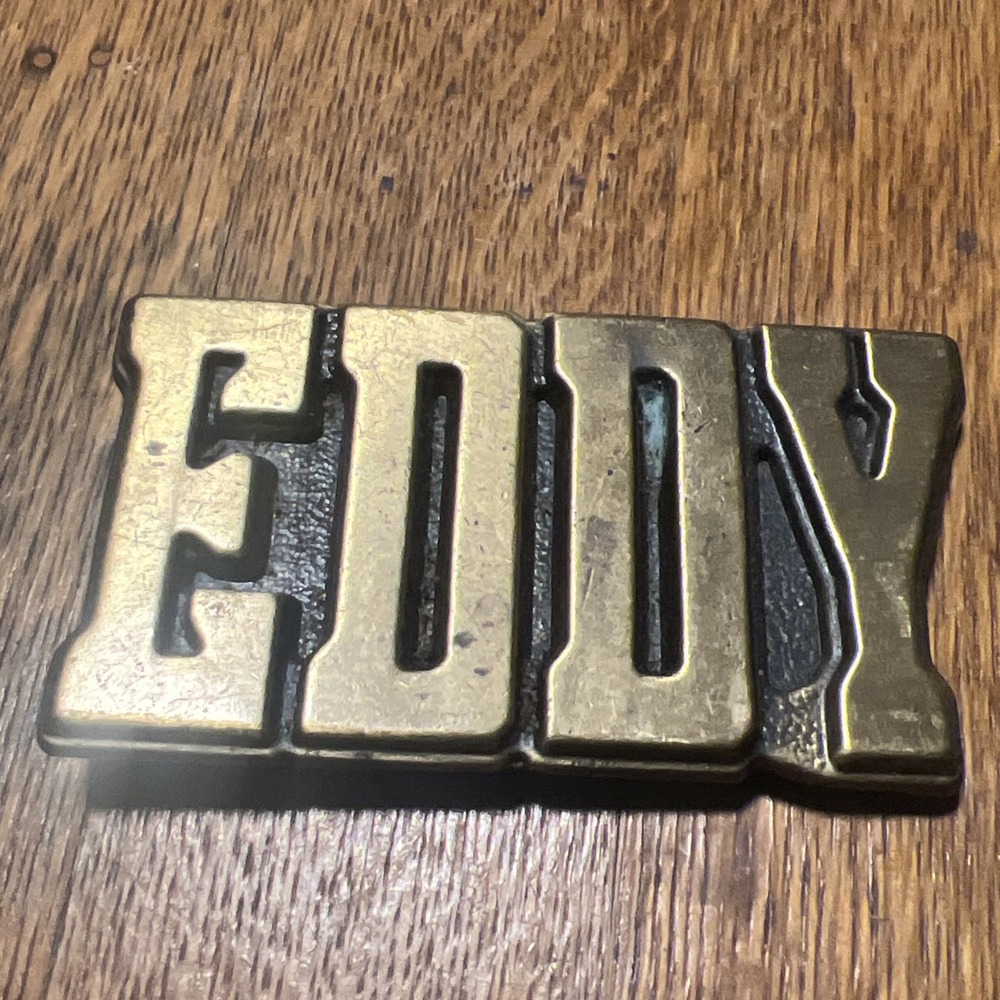 Vintage M.B.C.I. Solid Brass Name Belt Buckle – USA Cast Brass –EDDY – 1970s B12